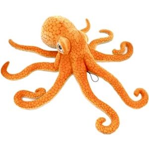 Orange Giant Whimsical Octopus Stuffed Toy With Hanging Loop Realistic Look